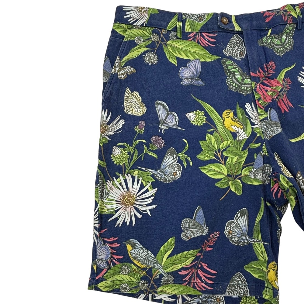 J. McLaughlin Menswear Floral Botanical Print Shorts Size 42‎ Birds Butterflies - Picture 13 of 16
